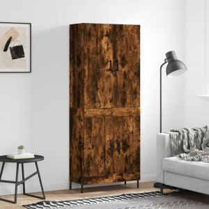 vidaXL Hoge kast 69,5x34x180 cm bewerkt hout gerookt eikenkleurig