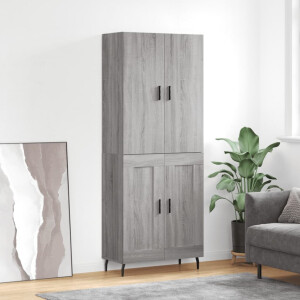 vidaXL Hoge kast 69,5x34x180 cm bewerkt hout grijs sonoma eikenkleurig