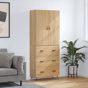 vidaXL Hoge kast 69,5x34x180 cm bewerkt hout sonoma eikenkleurig