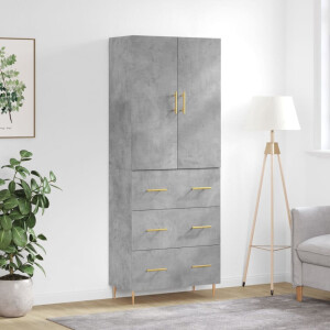 vidaXL Hoge kast 69,5x34x180 cm bewerkt hout betongrijs