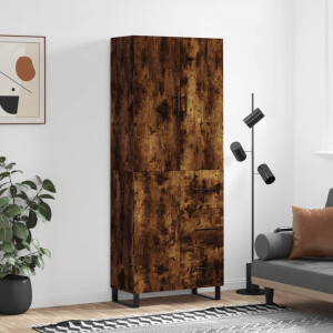 vidaXL Hoge kast 69,5x34x180 cm bewerkt hout gerookt eikenkleurig