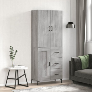 vidaXL Hoge kast 69,5x34x180 cm bewerkt hout grijs sonoma eikenkleurig