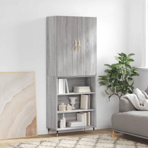 vidaXL Hoge kast 69,5x34x180 cm bewerkt hout grijs sonoma eikenkleurig