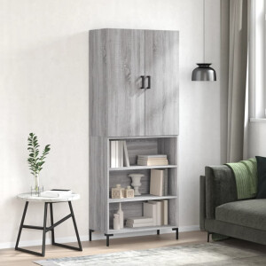 vidaXL Hoge kast 69,5x34x180 cm bewerkt hout grijs sonoma eikenkleurig