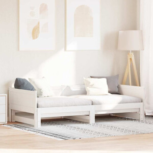 vidaXL Uittrekbare Dagbed Wit 203,5 x 184 x 56,5 cm Massief grenenhout