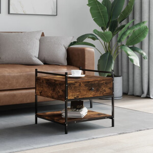 vidaXL Salontafel 50x50x50 cm bewerkt hout gerookt eikenkleurig