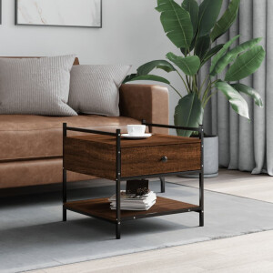 vidaXL Salontafel 50x50x50 cm bewerkt hout bruin eikenkleur