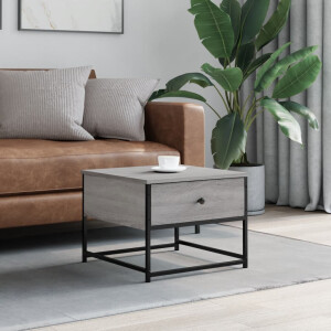 vidaXL Salontafel 51x51x40 cm bewerkt hout grijs sonoma eikenkleurig
