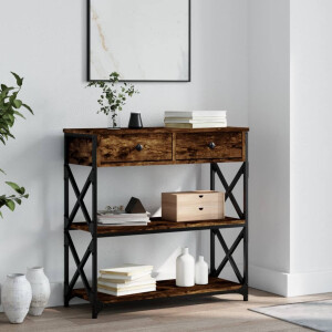 vidaXL Wandtafel 75x28x75 cm bewerkt hout gerookt eikenkleurig