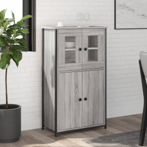 vidaXL Hoge kast 62x32x106,5 cm bewerkt hout grijs sonoma