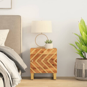 vidaXL Nachtkastje massief mangohout bruin en zwart