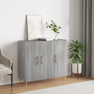 vidaXL Dressoir 90x34x80 cm bewerkt hout grijs sonoma eikenkleurig