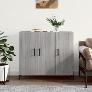 vidaXL Dressoir 90x34x80 cm bewerkt hout grijs sonoma eikenkleurig