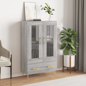 vidaXL Hoge kast 69,5x31x115 cm bewerkt hout grijs sonoma eikenkleurig