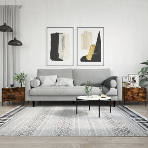 vidaXL Salontafels 2 st 50x50x40 cm bewerkt hout gerookt eikenkleurig