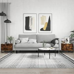 vidaXL Salontafels 2 st 50x50x40 cm bewerkt hout gerookt eikenkleurig