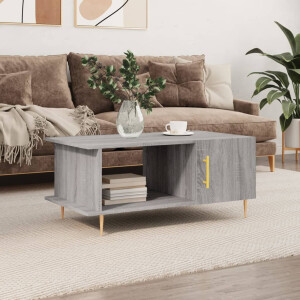 vidaXL Salontafel 90x50x40 cm bewerkt hout grijs sonoma eikenkleurig