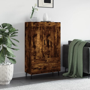 vidaXL Hoge kast 69,5x31x115 cm bewerkt hout gerookt eikenkleurig
