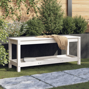 vidaXL Tuinbank 108x35x45 cm massief grenenhout wit