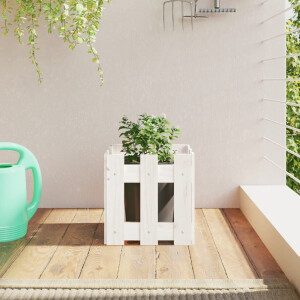 vidaXL Plantenbak met hekontwerp 30x30x30 cm massief grenenhout wit