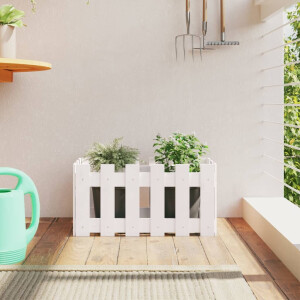 vidaXL Plantenbak met hekontwerp 60x30x30 cm massief grenenhout wit