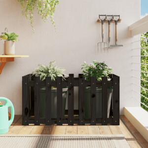 vidaXL Plantenbak verhoogd hekontwerp 100x50x50 cm grenenhout zwart
