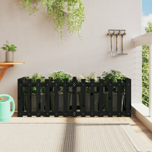 vidaXL Plantenbak verhoogd hekontwerp 150x50x50 cm grenenhout zwart