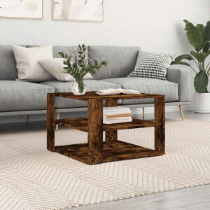 vidaXL Salontafel 58x58x40 cm bewerkt hout gerookt eikenkleurig