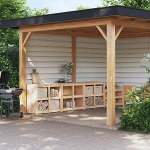 vidaXL Keukenkasten voor buiten 3 st massief grenenhout