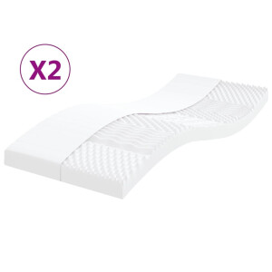 vidaXL Schuimmatrassen 2 st 7 zones hardheid 20 ILD 100x200 cm wit