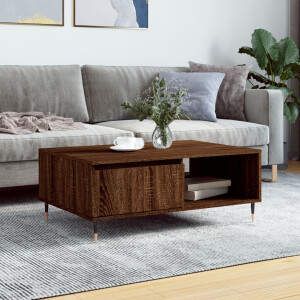 vidaXL Salontafel 90x60x35 cm bewerkt hout bruin eikenkleur