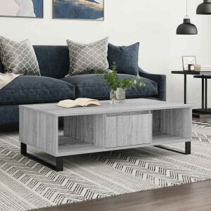 vidaXL Salontafel 104x60x35 cm bewerkt hout grijs sonoma
