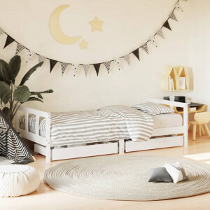 vidaXL Kinderbedframe met lades 90x190 cm massief grenenhout wit