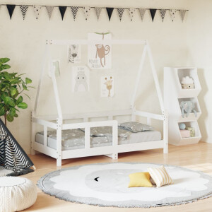 vidaXL Kinderbedframe 70x140 cm massief grenenhout wit