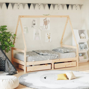 vidaXL Kinderbedframe met lades 80x160 cm massief grenenhout