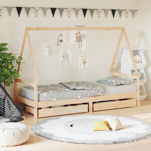 vidaXL Kinderbedframe met lades 90x190 cm massief grenenhout