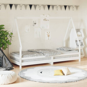 vidaXL Kinderbedframe 80x200 cm massief grenenhout wit