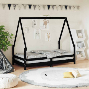 vidaXL Kinderbedframe 80x160 cm massief grenenhout zwart