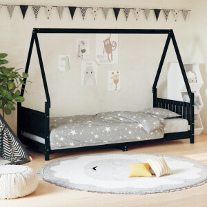 vidaXL Kinderbedframe 80x200 cm massief grenenhout zwart