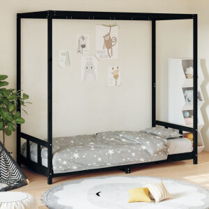 vidaXL Kinderbedframe 90x190 cm massief grenenhout zwart