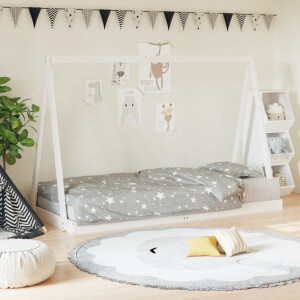 vidaXL Kinderbedframe 90x200 cm massief grenenhout wit