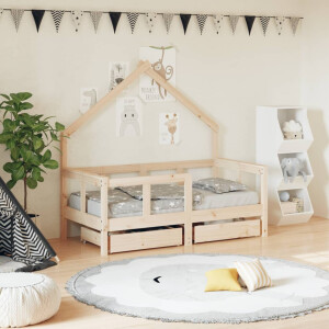 vidaXL Kinderbedframe met lades 70x140 cm massief grenenhout
