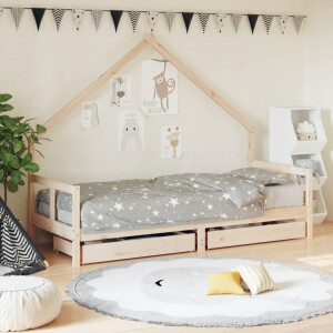 vidaXL Kinderbedframe met lades 80x200 cm massief grenenhout
