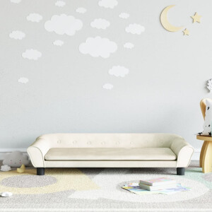 vidaXL Kinderbank 100x50x26 cm fluweel crèmekleurig