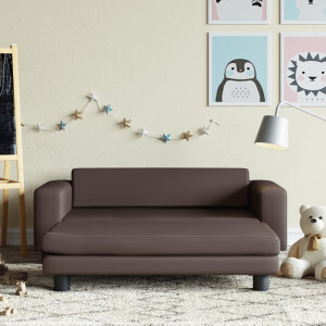 vidaXL Kinderbank met voetensteun 100x50x30 cm kunstleer bruin