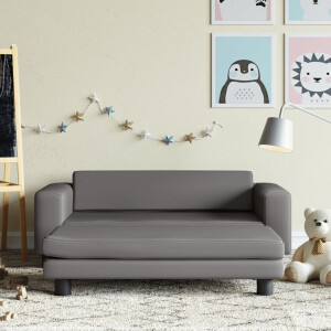 vidaXL Kinderbank met voetensteun 100x50x30 cm kunstleer grijs