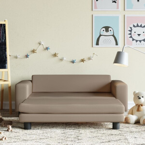 vidaXL Kinderbank met voetensteun 100x50x30 cm kunstleer cappuccino