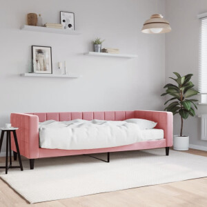 vidaXL Slaapbank met matras 80x200 cm fluweel roze