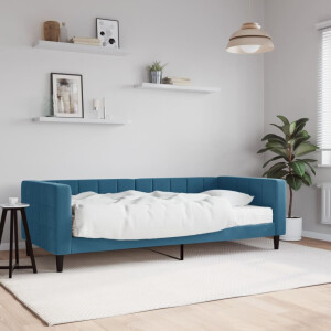 vidaXL Slaapbank met matras 90x200 cm fluweel blauw