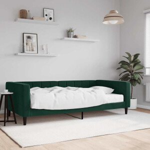 vidaXL Slaapbank met matras 100x200 cm fluweel donkergroen